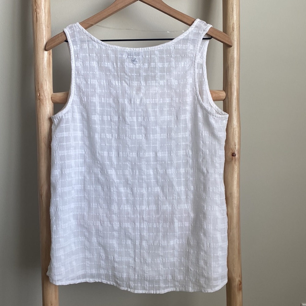 Prana Jardin White Cotton Tank Top Sz medium - Picture 5 of 6